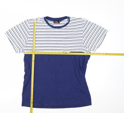 Pierre Cardin Men’s Blue Striped Crew Neck Cotton T-Shirt Size L