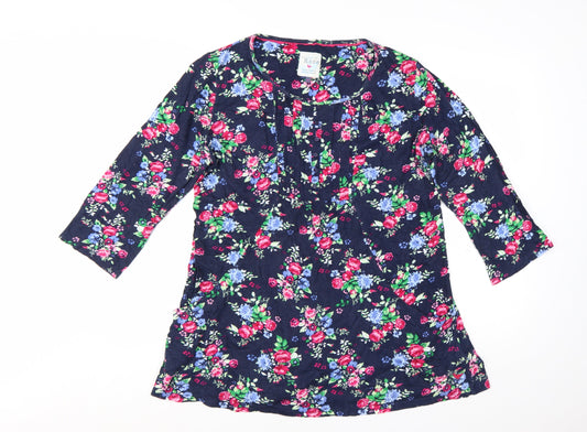 Country Rose Women's Multicoloured Floral Cotton 3/4 Sleeve Tunic Blouse M