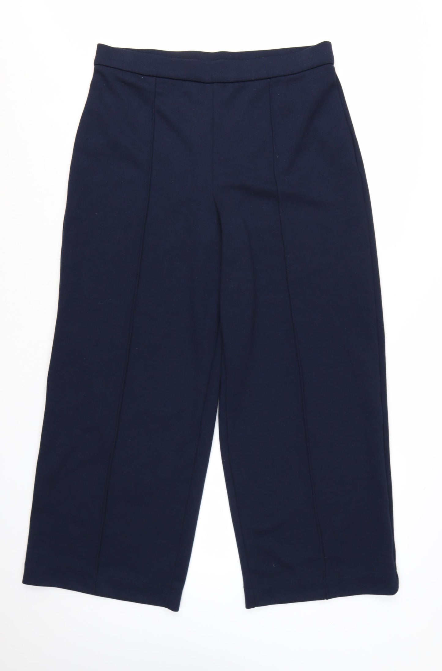 Marks and Spencer Women's Blue Wide-Leg Cropped Trousers Size 16