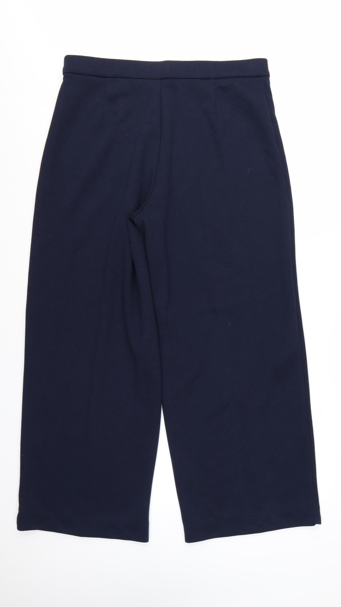 Marks and Spencer Women's Blue Wide-Leg Cropped Trousers Size 16