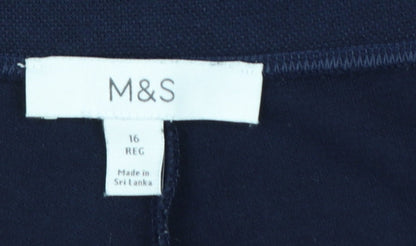 Marks and Spencer Women's Blue Wide-Leg Cropped Trousers Size 16