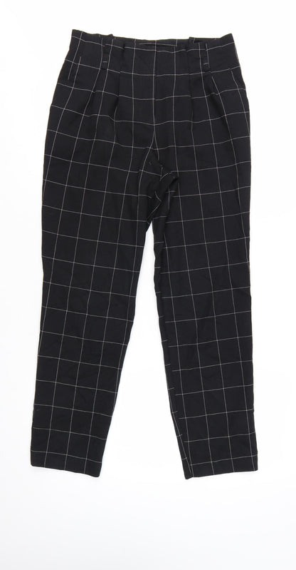Miss Selfridge Womens Black Check Tapered Trousers Size 6