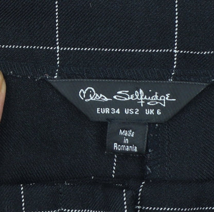 Miss Selfridge Womens Black Check Tapered Trousers Size 6