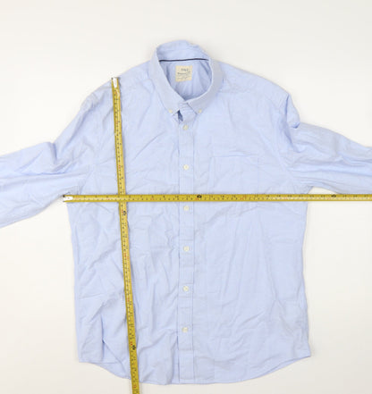 Marks and Spencer Men’s Blue Regular Fit Cotton Button-Up Shirt L
