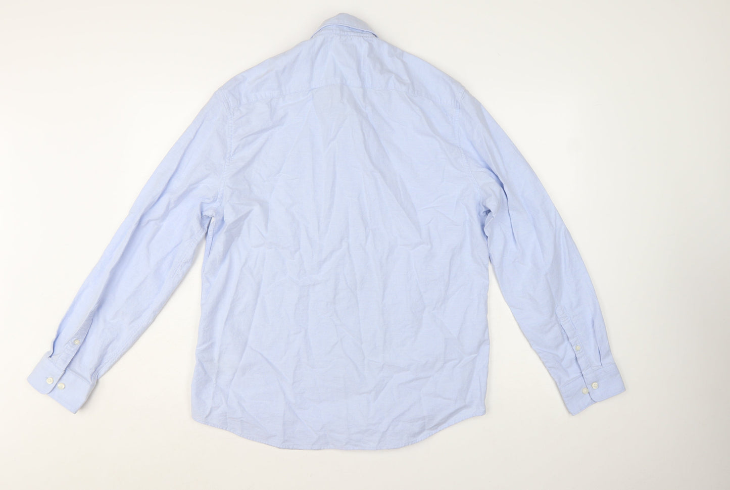 Marks and Spencer Men’s Blue Regular Fit Cotton Button-Up Shirt L