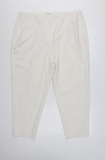 Marks and Spencer Women Ivory Trousers Size 20 Regular Polyester Blend Smart Style