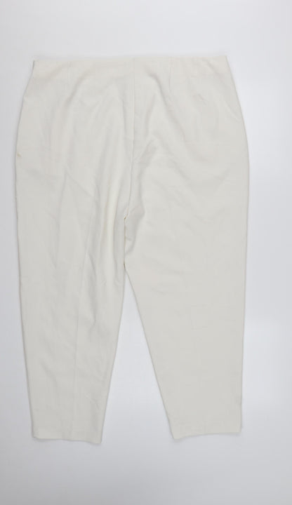 Marks and Spencer Women Ivory Trousers Size 20 Regular Polyester Blend Smart Style