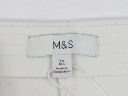 Marks and Spencer Women Ivory Trousers Size 20 Regular Polyester Blend Smart Style