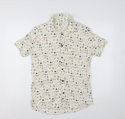 Tailored Originals Men's White Graphic Print Cotton Short Sleeve Shirt M