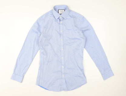 Charles Tyrwhitt Men's Blue 14.5 Super Slim Fit Non-Iron Cotton Dress Shirt