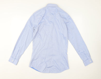 Charles Tyrwhitt Men's Blue 14.5 Super Slim Fit Non-Iron Cotton Dress Shirt