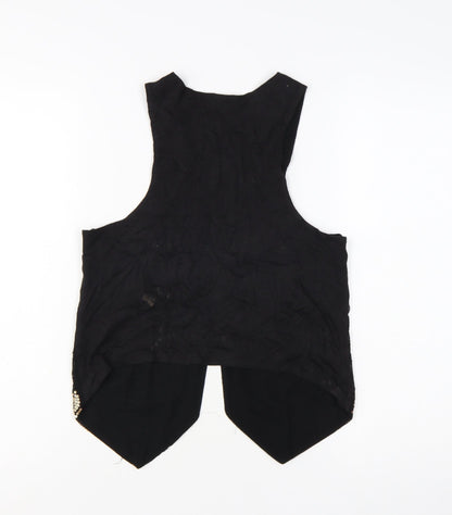 H&M Women’s Black Gold Sequin Beaded Sleeveless Party Tank Top Size S