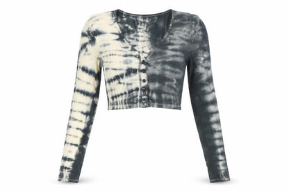 Weekday Womens Multicoloured Tie-Dye Cropped Button-Up Top Size S