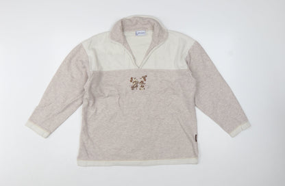 Disneyland Paris Women Beige Cotton Pullover Sweatshirt M Mickey Minnie
