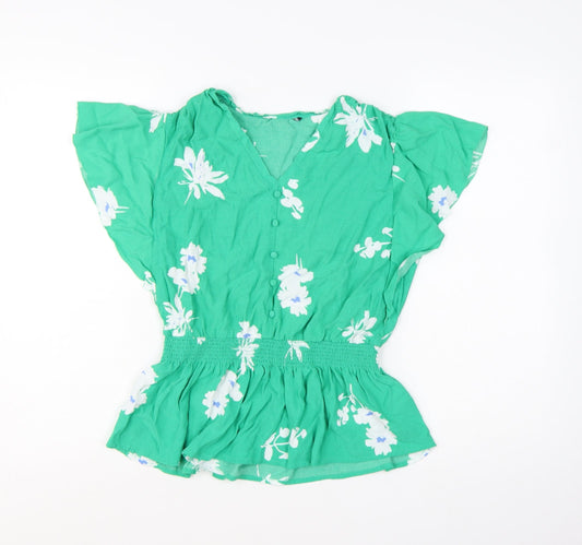Marks and Spencer Women’s Green Floral V-Neck Tunic Blouse Size 10