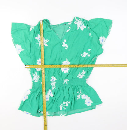 Marks and Spencer Women’s Green Floral V-Neck Tunic Blouse Size 10
