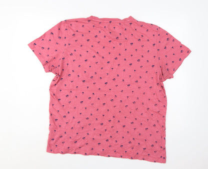Fat Face Men's Pink Palm Print Cotton T-Shirt XL