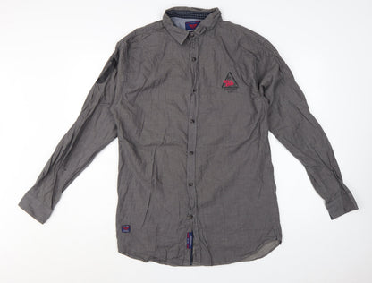 Urban Studio Men's Grey Slim Fit Long Sleeve Button-Up Shirt 2XL