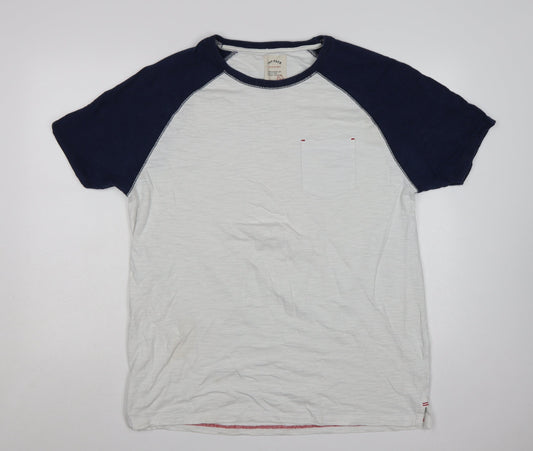 Fat Face Men's White Navy Colourblock Crew Neck Cotton T-Shirt XL