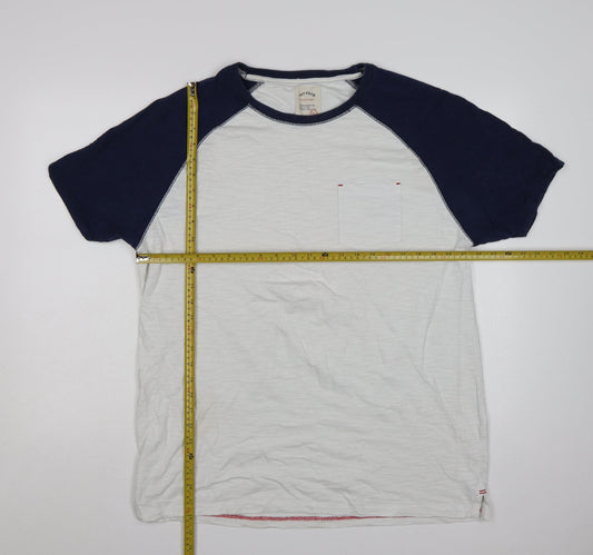 Fat Face Men's White Navy Colourblock Crew Neck Cotton T-Shirt XL