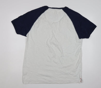 Fat Face Men's White Navy Colourblock Crew Neck Cotton T-Shirt XL