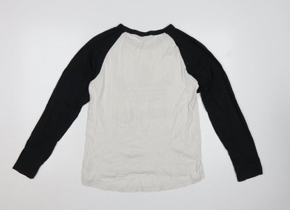 Adidas Men's Black & White Long Sleeve Cotton Crew Neck T-Shirt Size S