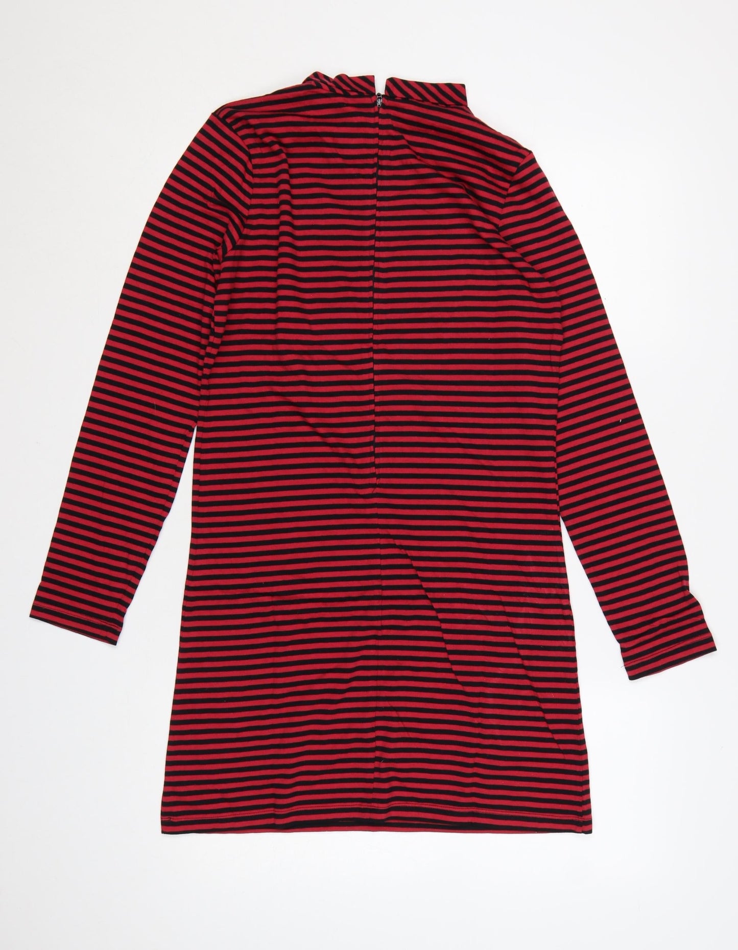 Pop Women’s Red Black Striped Shift Dress Size S Vintage Style