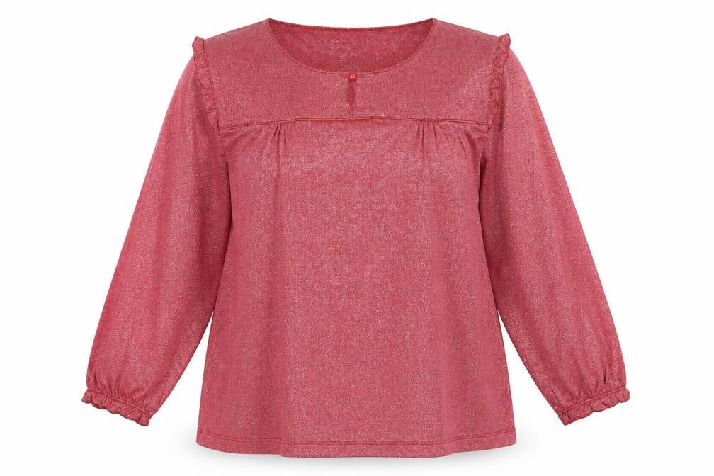 Lee Cooper Women's Red Tunic Blouse M 3/4 Sleeve Stretch Top