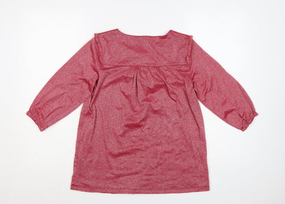Lee Cooper Women's Red Tunic Blouse M 3/4 Sleeve Stretch Top