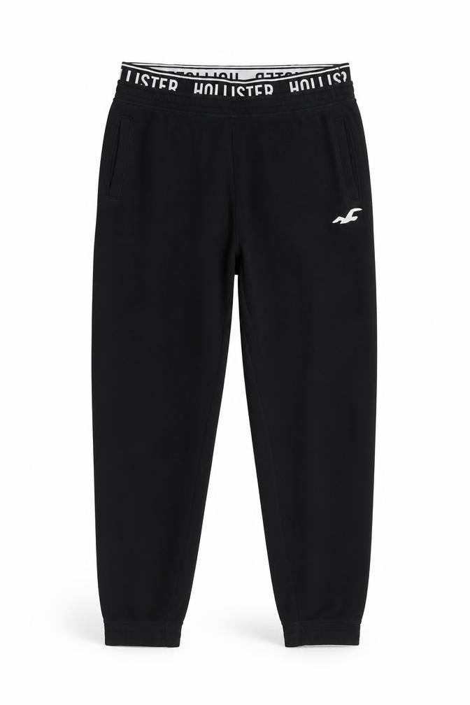 Hollister Men's Black Fleece Joggers S Regular Fit Elastic Waist