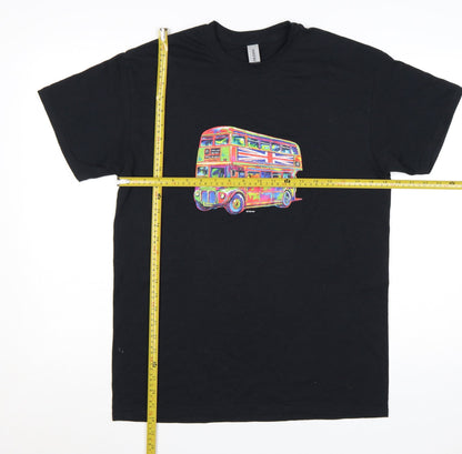 Gildan Men’s Black London Bus Graphic Heavy Cotton T-Shirt M