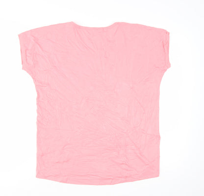 Frank Usher Women Pink Star Sequin Short Sleeve T-Shirt Size S
