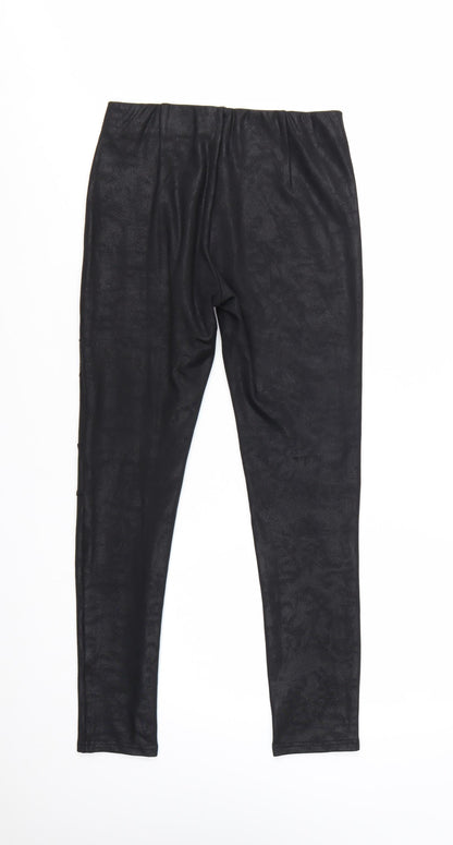 Lumina Women's Black Faux Leather Look Stretch Leggings M