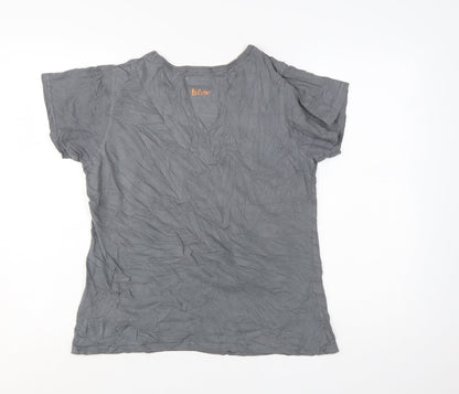 Lee Cooper Women Grey Beaded Cotton T-Shirt Size 16