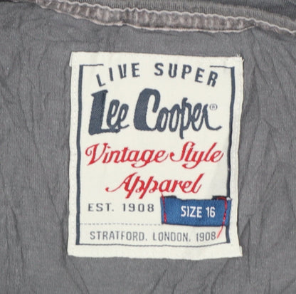 Lee Cooper Women Grey Beaded Cotton T-Shirt Size 16