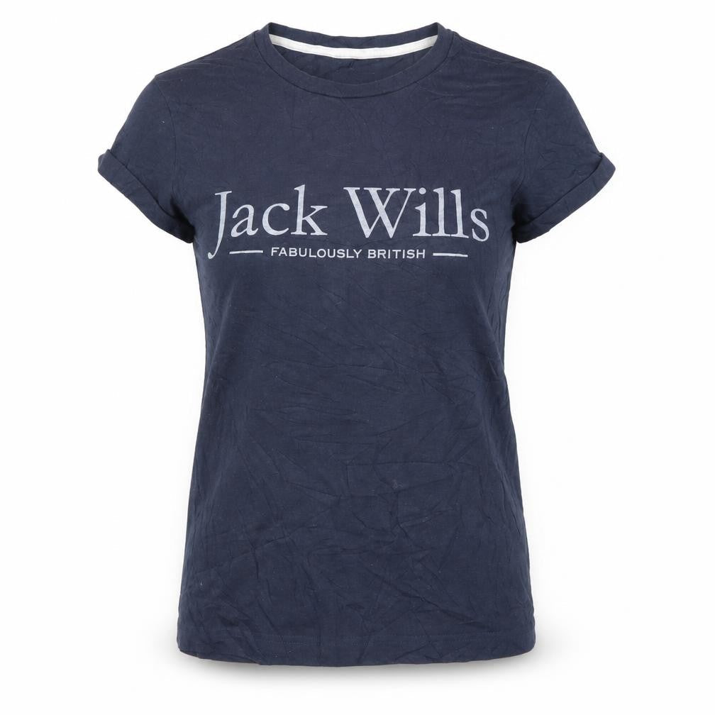 Jack Wills Women's Blue Basic T-Shirt UK 6 Short Sleeve Cotton