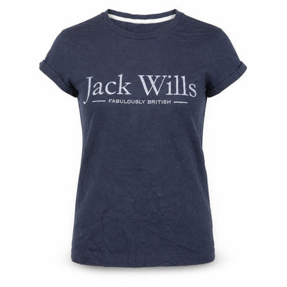 Jack Wills Women's Blue Basic T-Shirt UK 6 Short Sleeve Cotton