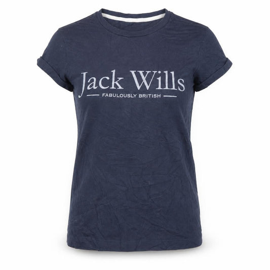 Jack Wills Women's Blue Basic T-Shirt UK 6 Short Sleeve Cotton