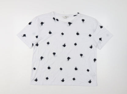 Marks and Spencer Womens White Spot Print Basic T-Shirt Size 14