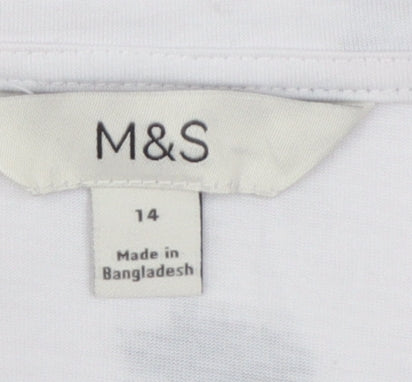 Marks and Spencer Womens White Spot Print Basic T-Shirt Size 14