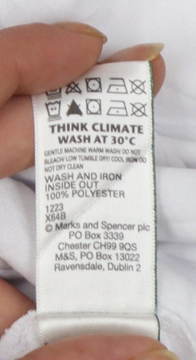 Marks and Spencer Womens White Spot Print Basic T-Shirt Size 14