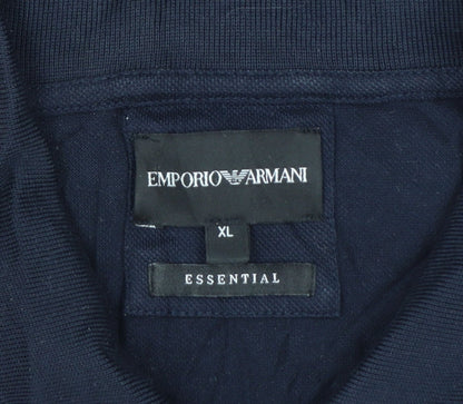 Emporio Armani Men's Blue XL Essential Logo Cotton Polo Shirt