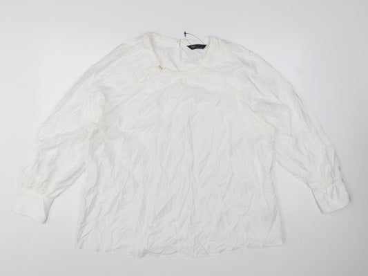 Marks and Spencer Women’s Ivory Long Sleeve Basic Blouse Size 20