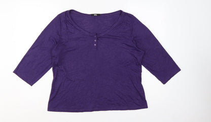 Marks & Spencer Women's Purple 3/4 Sleeve Basic Jersey T-Shirt Size 18