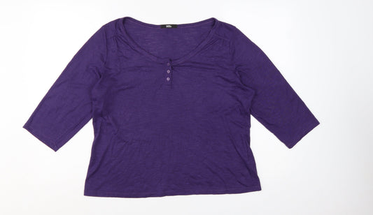Marks & Spencer Women's Purple 3/4 Sleeve Basic Jersey T-Shirt Size 18