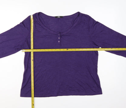 Marks & Spencer Women's Purple 3/4 Sleeve Basic Jersey T-Shirt Size 18