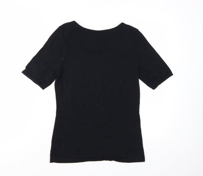 Next Women’s Black Crochet Collar T-Shirt Size 12