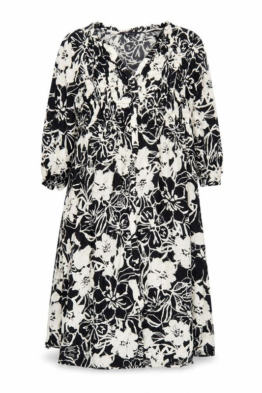 Marks & Spencer Women's Black Floral Midi Fit & Flare Dress Size 16
