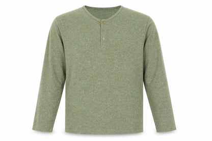 ASOS DESIGN Men’s Green Long Sleeve Henley T-Shirt 2XL Regular Fit