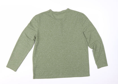 ASOS DESIGN Men’s Green Long Sleeve Henley T-Shirt 2XL Regular Fit